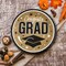 25 Congrats Grad Round Plates for Party Dinner Gold Paper 9 Inch Graduation Table Decor